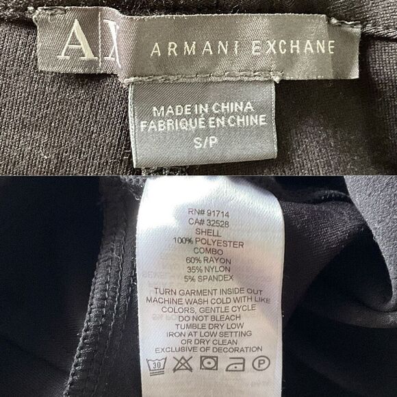 Armani Exchange Black Mixed Media Skinny Pants Small - Picture 6 of 7
